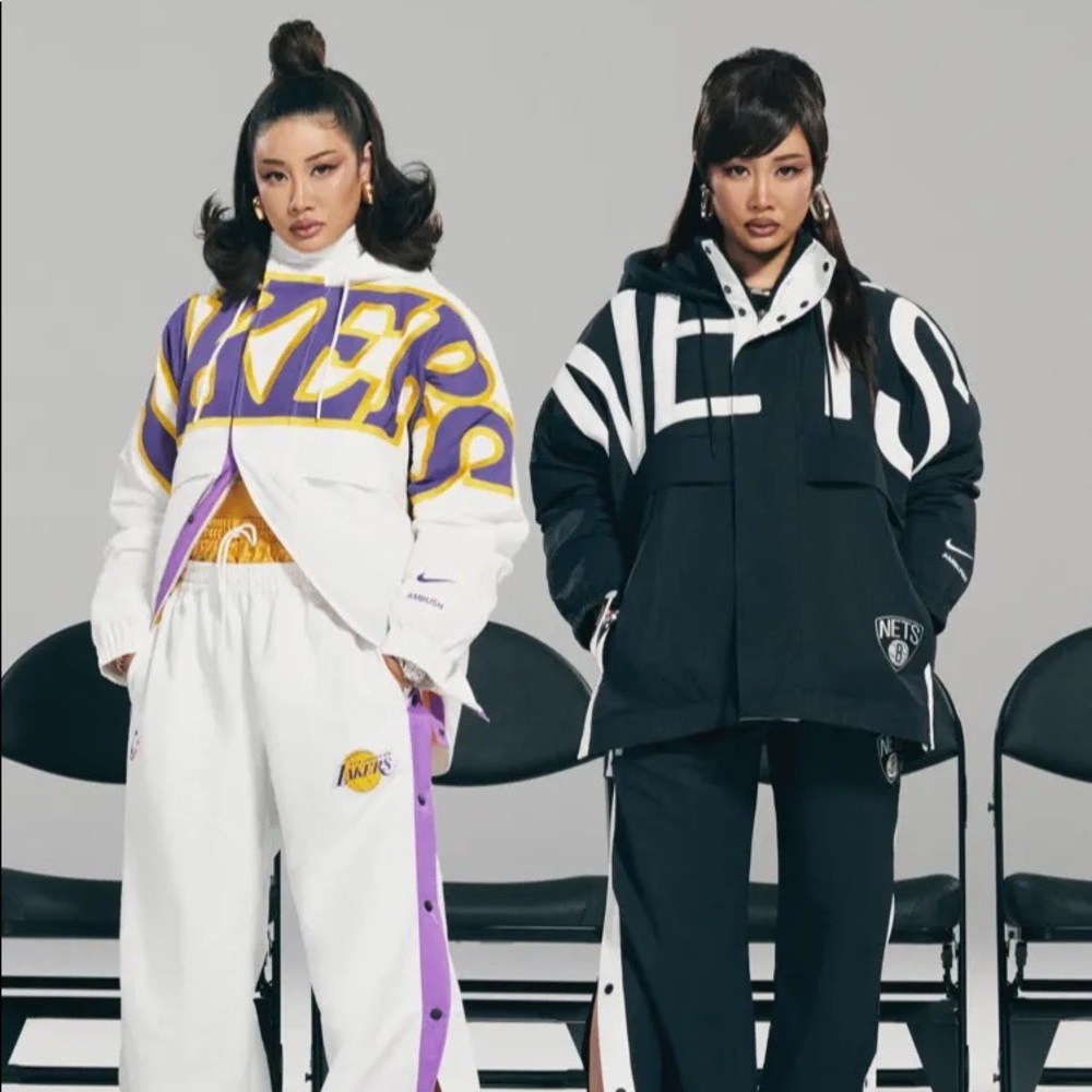 NWT NIKE X AMBUSH LAKERS WHITE PURPLE PUFF JACKET - Picture 12 of 17